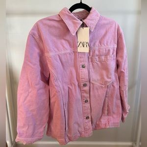 ZARA oversize pink denim jacket Size M